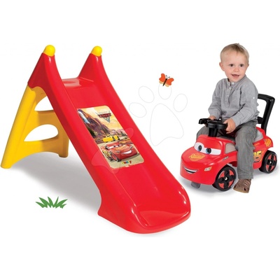 Smoby set šmykľavka pre deti malá XS Cars autá a odrážadlo Cars Auto 2v1