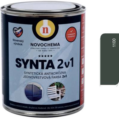 NOVOCHEMA SYNTA 2v1 syntetická antikorozní jednovrstvá barva 2v1 10 kg 1100 Tmavě šedá