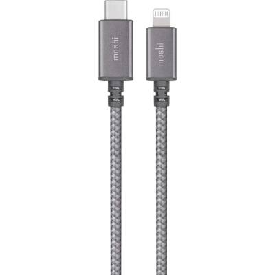 Moshi Integra USB-C to Lightning Cable - сертифициран (MFI) USB-C към Lightning кабел за Apple устройства с Lightning порт (25 см) (сив)