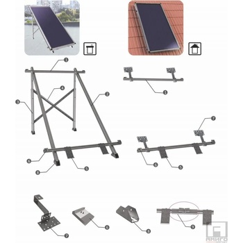 Sunsystem Стойка за 2 слънчеви панела-колектора Sunsystem, за наклонен покрив, алуминиеви (sunsystem-stoika-al-n-2)