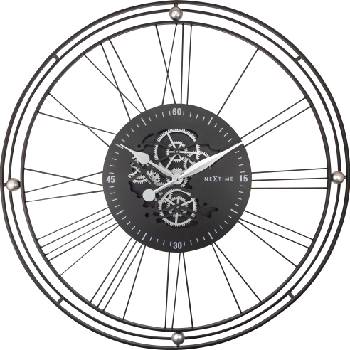NeXtime Стенен часовник Roman Gear Clock 90, 5 см черно-сребрист (3260ZI)