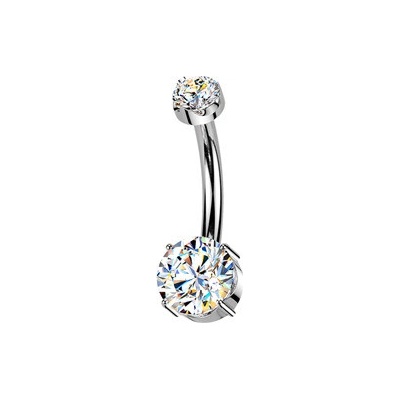 Šperky4U Luxusní piercing do pupíku s Moissanity 1.05ct, TITAN - TM006-S
