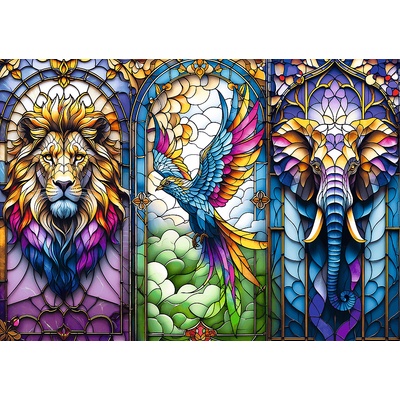 Trefl - Puzzle Stained glass: Animals - 1 000 piese