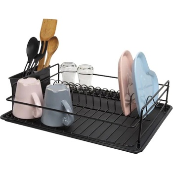 TopMebel Метална поставка за чинии Perilla в черен цвят 46x33x12см