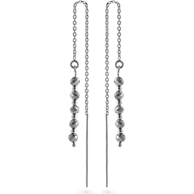 AGAIN Jewelry Stříbrné řetízkové náušnice s hematitem AJKNS006