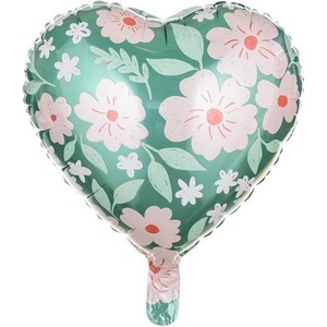 Party Deco Фолиев балон сърце с цветя (fb124)