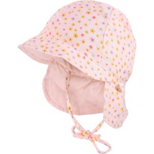 maximo Шапка с козирка maximo Baby's Peak Cap with Tie + Muslin Neck Protector Cap - Muschelrosa / Blümchen - размер 47 cm (904-6332-0611)