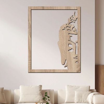 dřevo života Dřevěná dekorace BUDHA BALI Rozměry (cm): 48x60, Zvolte barvu dekoru: Dub Sonoma
