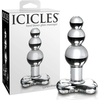 Icicles No. 47 - triple beaded, glass anal dildo (transparent)