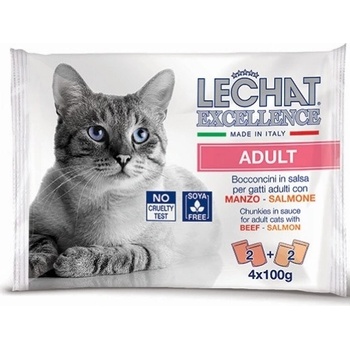 Lechat Excellence ADULT hovädzie/losos 4 x 100 g