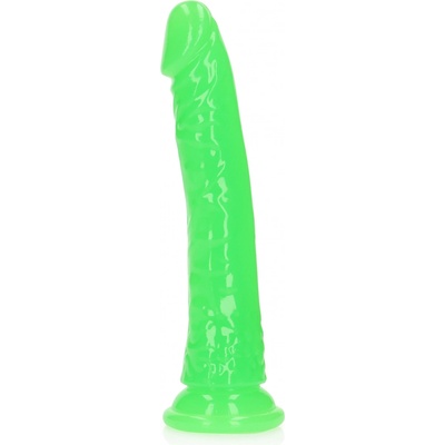 RealRock Slim Realistic Dildo with Suction Cup Glow in the Dark Green 20 cm – Zboží Mobilmania