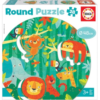 Educa Кръгъл пъзел Educa - Джунгла, 28 части (EDU18906)