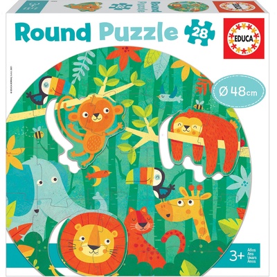 Educa Кръгъл пъзел Educa - Джунгла, 28 части (EDU18906)