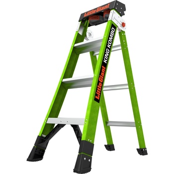 Little Giant Ladder Двураменна стълба от фибростъкло 4+2 стъпала KING KOMBO Industrial със звукова система Ground Cue (13470-001)