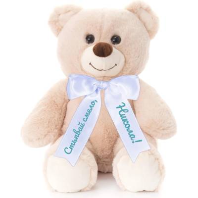 Tea Toys Плюшено мече с надписана панделка Tea, 40 см, Бежов