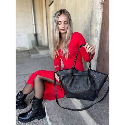 Čierna kabelka na rameno Laura Biaggi 2v1 s crossbody taškou A4 | NajkrajšieKabelky.sk