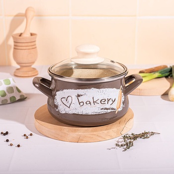 Metalac Bakery ТЕНДЖЕРА ПЛИТКА 14 СМ, 1.65 Л, СТЪКЛЕН КАПАК (hmet450)