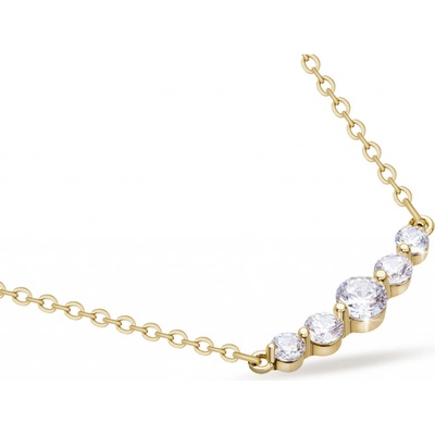 Biju Pozlacený řetízek 14k zlatem, spojená kolečka s čirými zirkony 3001980