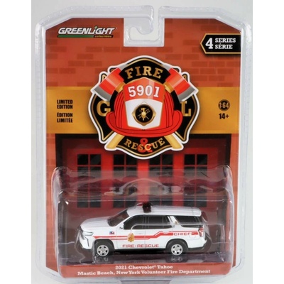 Greenlight Chevrolet Tahoe Mastic Beach Fire Engine 2021 Bílá Červená 1:64