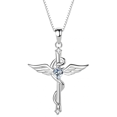 HARAHU Колие Wing Cross - Сребърна / Кристалова KP28839 (28839)