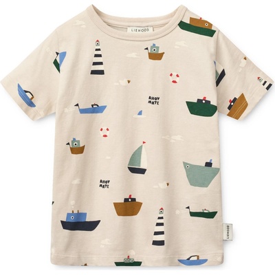 LIEWOOD Детска тениска LIEWOOD Kid's Apia Printed Shortsleeve T-Shirt - Sailing / Sandy - размер 122-128 (EU) (704-5717-0216)