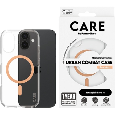 Panzer Гръб CARE by PanzerGlass за iPhone 16, Flagship Case Urban Combat w. Peachy MagSafe