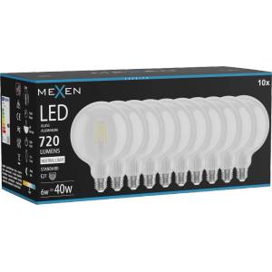 Mexen Vintis 10x LED филамент крушка E27, G125, 6W, неутрална - 4000K, 720 lm, прозрачна (L158-E27-0640-00x10)