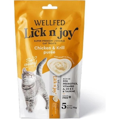 Pet Interest Wellfed Lick N’ Joy Chicken & Krill кремообразно лакомство за котки 5*14gr