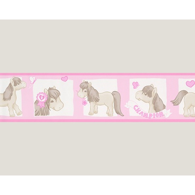 8927-20 Papierové bordúry na stenu - samolepiace - BÉŽOVÁ. MODRÁ, RUŽOVÁ - 13,3 cm