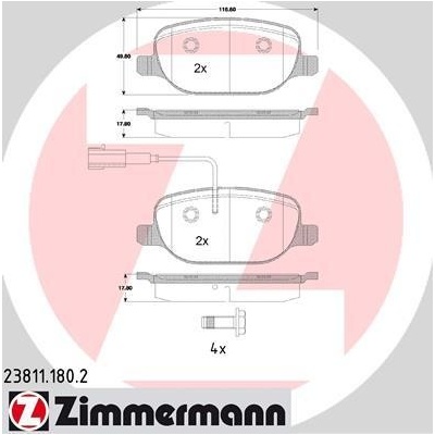 Sada brzdových platničiek kotúčovej brzdy ZIMMERMANN 23811.180.2