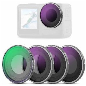 NEEWER CPL & ND filter set compatible with DJI Osmo Action 4/Action 5 Pro (pack of 4), screw-on polarizing filter CPL+ND8+ND16+ND32 action camera accessories, multi-coated optical, FL-A12 - 10105202