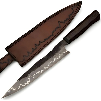 HARAHU Damaškový kuchynský nôž AT-38754 - Chef/Hnedá/Čierna 22,5 cm