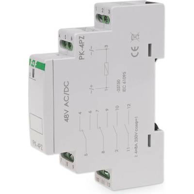 PK-4P/48PZ - Elektromagnetické pomocné relé, 48V, 8A, 2x NO/NC + 2x NO