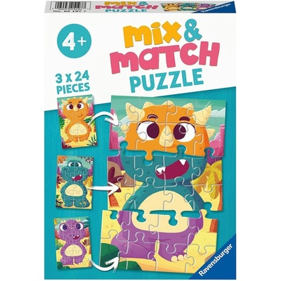 Ravensburger 051977 Mix & Match Legrační dinosaurus 3x24 dílků