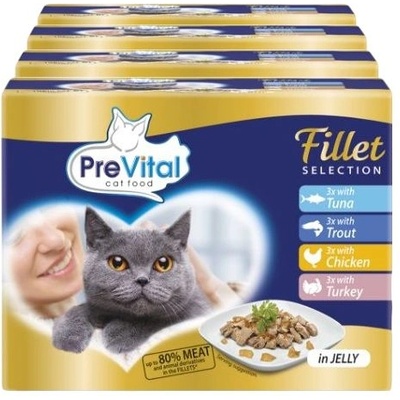 PreVital Fillet Selection Консерва риба/пъстърва/пиле/индейка в желе 48 x 85 г