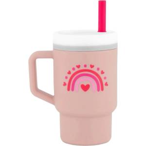 Infantino Силиконова чаша със сламка Infantino - Валентинка, 270 ml, Розова (IN308044)