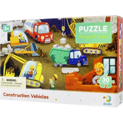 dodo Детски пъзел Dodo Transport Series - Строителни превозни средства, 30 части (300373)