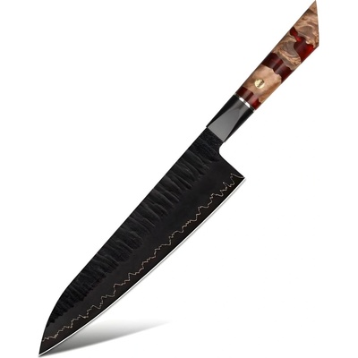 HARAHU Дамаски кухненски нож EN-37397 - Gyuto / Червен / Кафяв KP37397 (EN-37397)