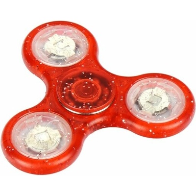 Fidget Spinner LED 4 Červený s trblietkami