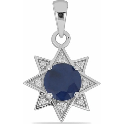Nefertitis Přívěsek stříbrný s broušeným modrým safírem a zirkony 023185 SAF NF45205