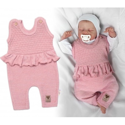 Baby Nellys Pletené láclové kalhoty Girl s volánkem béžové