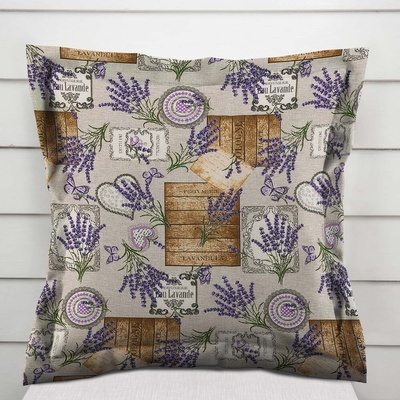 Biante s lemom PML-099 Levandule s motýlikmi a srdiečkami na béžovom 50 x 50 cm