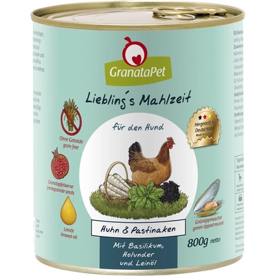 GranataPet 24х800г Adult Liebling's Mahlzeit GranataPet, консервирана храна за кучета - пиле с пащърнак