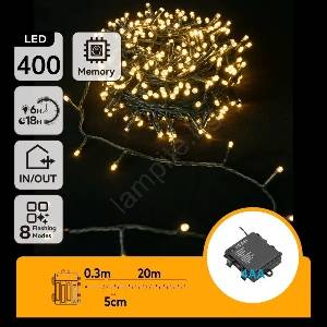Aigostar - LED външна коледна гирлянда 400xLED/8 функции 4xAA 20, 3 м топла бяла светлина (AI2331)