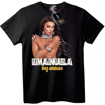 NOONEBRAND Тениска Емануела - уникална и несравнима - M, Black