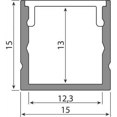 ML-761.317.74.2 Přisazený hliníkový profil PY černý 15x15mm, včetně černého difuzoru, 2m