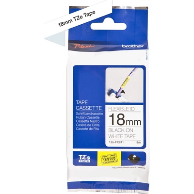 Brother TZ-FX241 / TZe-FX241, 18mm x 8m, čierna tlač/biely podklad, originálna páska
