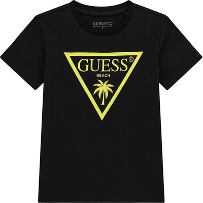 GUESS Черна базова тениска за момче с жълто лого Guess
