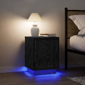 vidaXL Нощни шкафчета с LED осветление 2 бр. , черни 38x34x50 cm (861268)