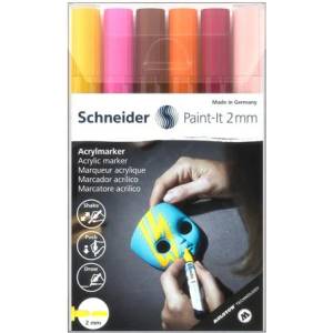 Schneider Комплект маркери за декорация, акрилни, 2 мм, SCHNEIDER "Paint-It 310", 6 различни цвята 120197 (120197)